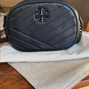 Tory Burch Black Quilted Leather Camera Crossbody